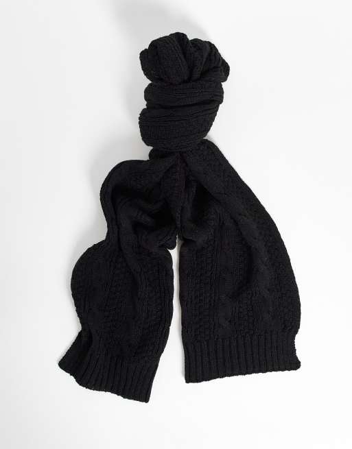 Boardmans – Strickschal mit Zopfmuster in Schwarz