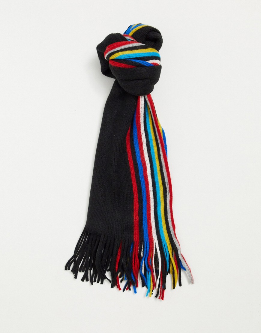 Boardmans stripe detail scarf-Black