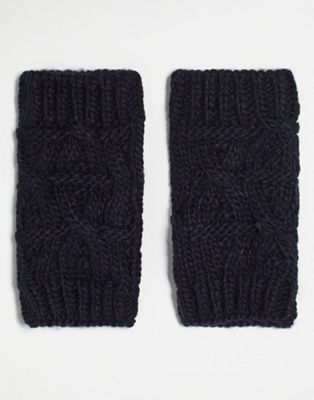 Boardmans textured knitted handwarmers in navy