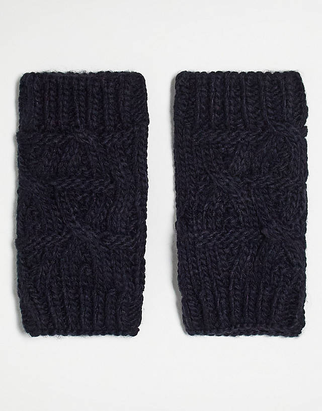 Boardmans - textured knitted handwarmers in navy