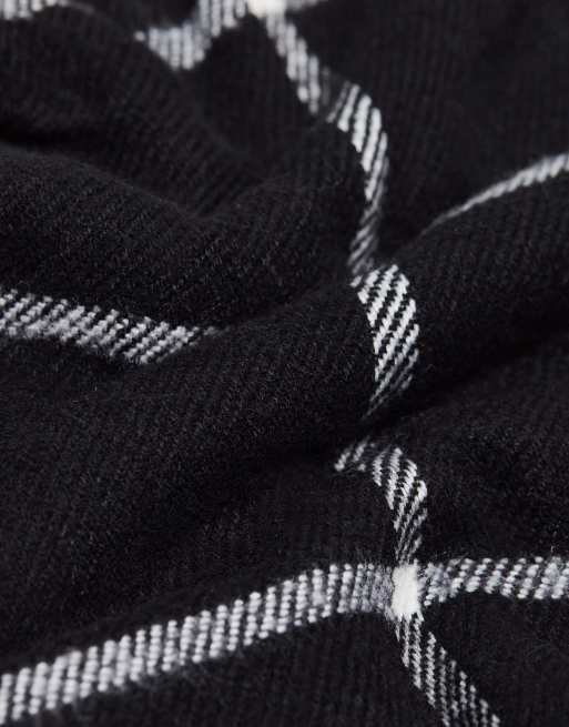 Boardmans woven check fringe scarf in black, 3 of 4