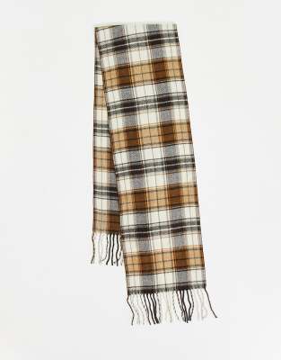 woven check fringe scarf in multi