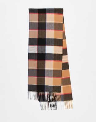 Boardmans Woven Check Fringe Scarf In Multi