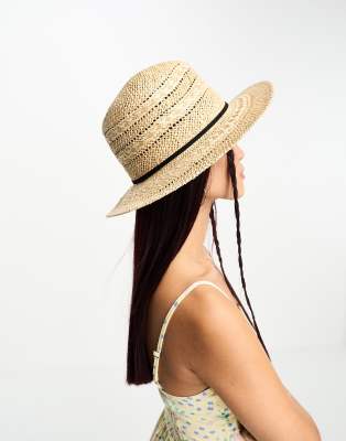 Boardmans Boardmans woven fedora hat in natural-Neutral
