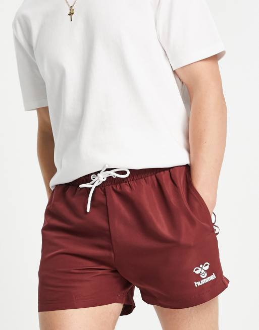 Boardshorts burdeos clásicos con patrón de chevrón de Hummel