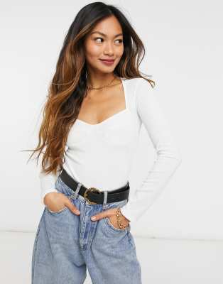   Asos Боди белого цвета с чашечками Flounce-Белый