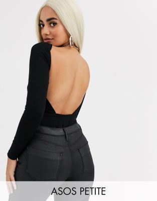 фото Боди с длинными рукавами и открытой спиной asos design petite-черный asos petite