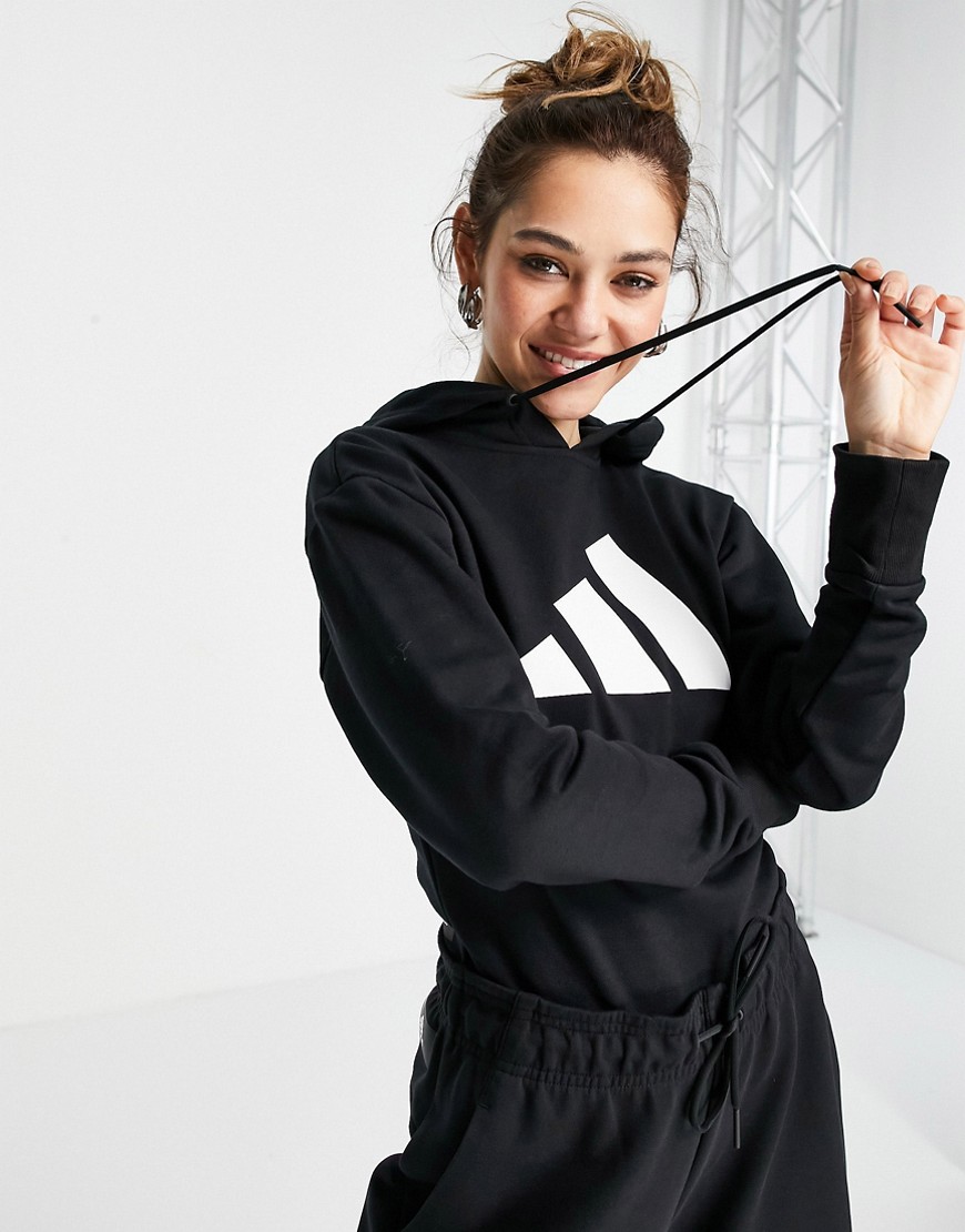 фото Боди с капюшоном и крупным логотипом черного цвета adidas training-черный цвет adidas performance