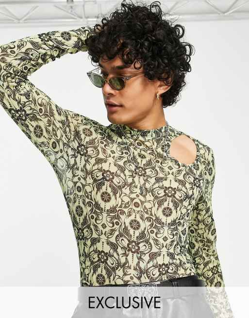 Body ajustado con estampado de tatuaje de malla de COLLUSION