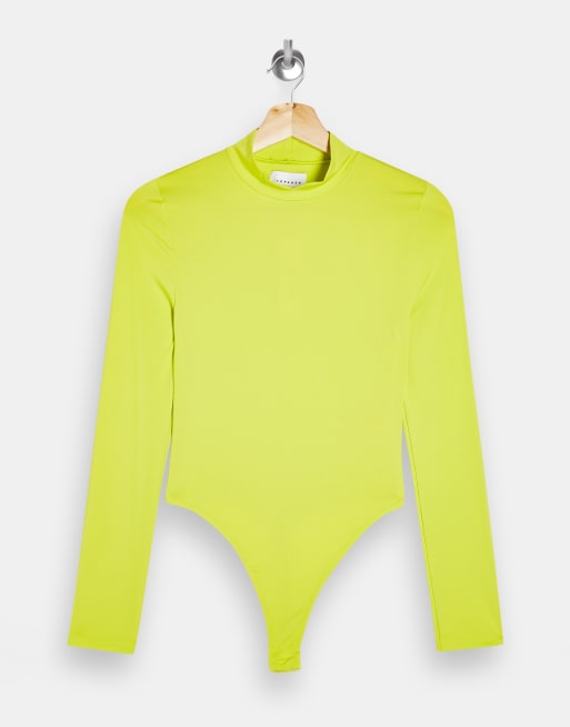 Body amarillo claro ajustado de manga larga con cuello alzado de Topshop, 4 de 4
