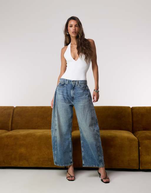 Body blanco con cuello halter de pico de tejido efecto neopreno de Good American