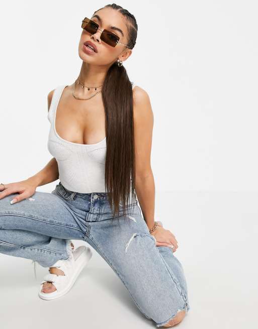 Body blanco con detalle estilo corsé de Missguided | ASOS