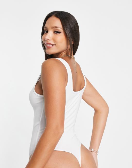 Body blanco sin mangas con cuello ancho de ASOS DESIGN Tall