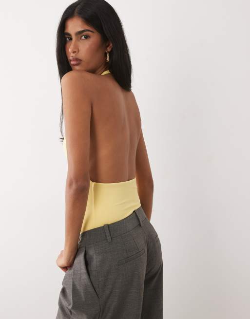 Body color limón con cuello ancho de poliamida de ASOS DESIGN, 2 de 4