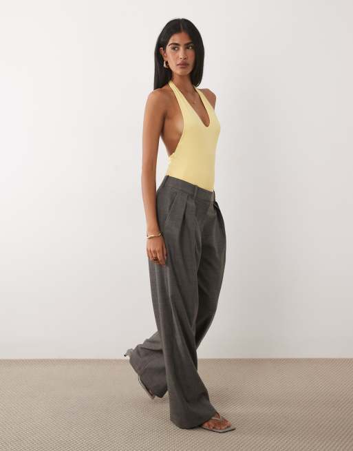 Body color limón con cuello ancho de poliamida de ASOS DESIGN, 3 de 4