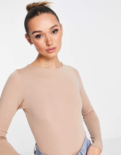 Body color tostado de manga larga ceñido de New Look