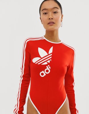 Body con cuello subido en rojo con tres rayas de adidas Originals x Won Choi |