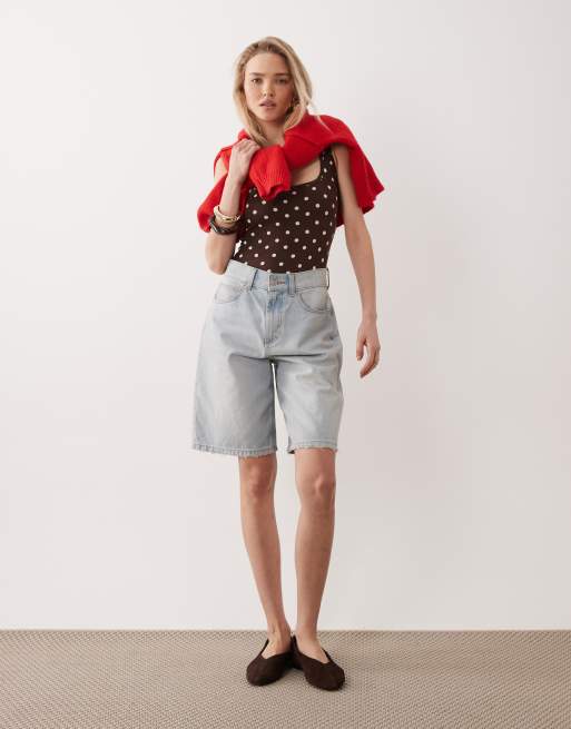 Body con estampado de lunares y ribete de puntilla de Miss Selfridge, 2 de 4