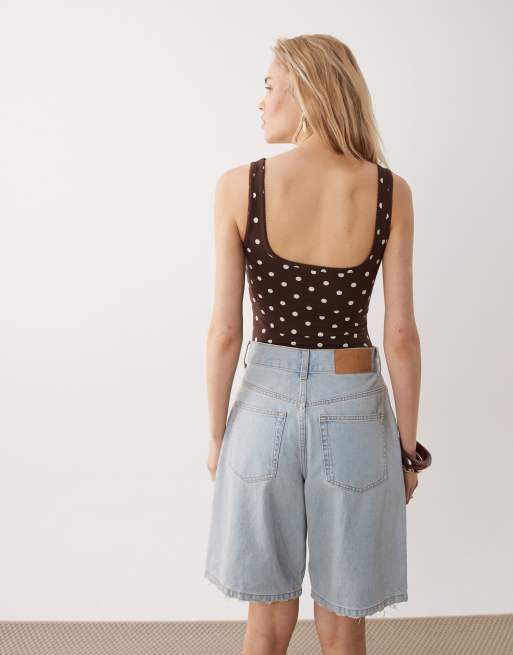Body con estampado de lunares y ribete de puntilla de Miss Selfridge, 3 de 4