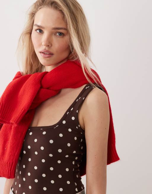 Body con estampado de lunares y ribete de puntilla de Miss Selfridge, 4 de 4