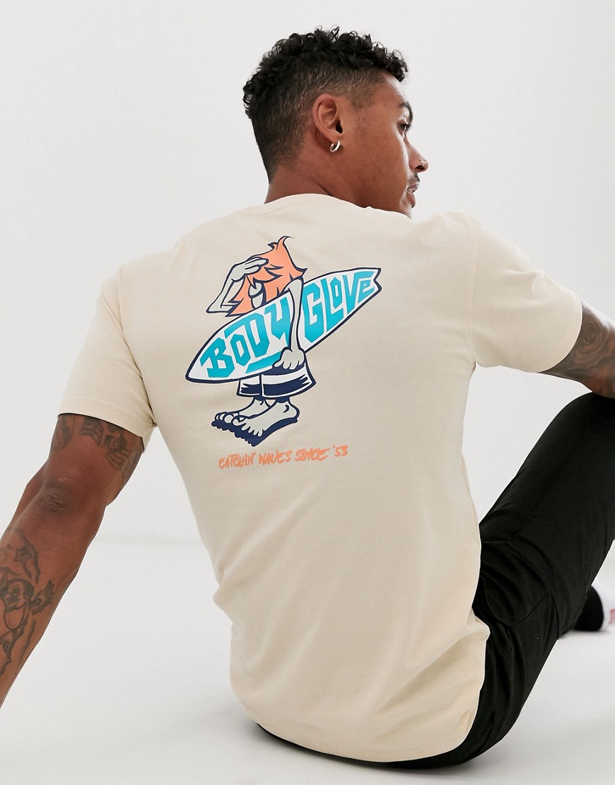 Body Glove - Surf - Geruit T-shirt met print op de achterkant in zandkleurig-Kiezelkleurig