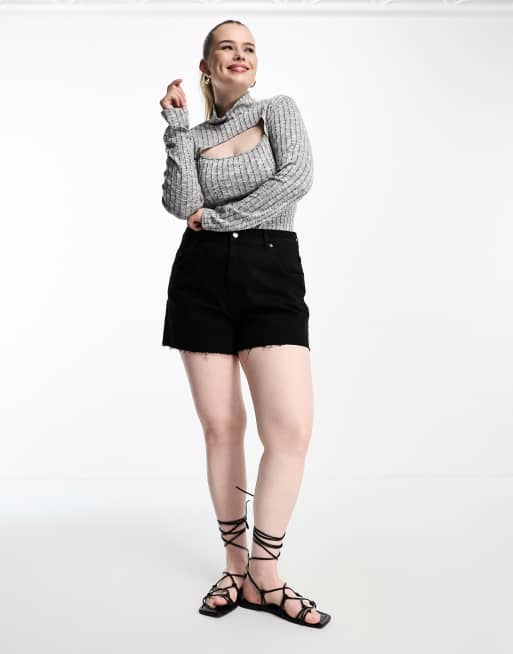 Body gris con abertura de canalé ancho de I Saw It First Plus, 3 de 4