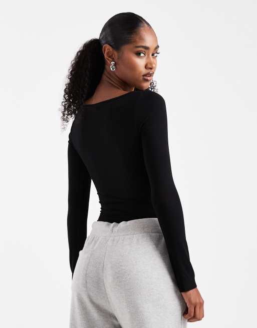 Body negro con cuello ancho de Miss Selfridge ASOS