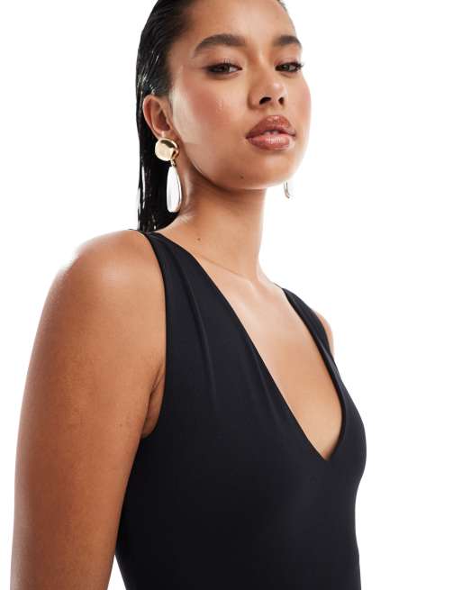 Body negro con cuello de pico de River Island, 4 de 4