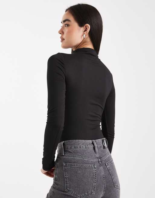 Body negro con cuello subido moldeado de Miss Selfridge, 4 de 4