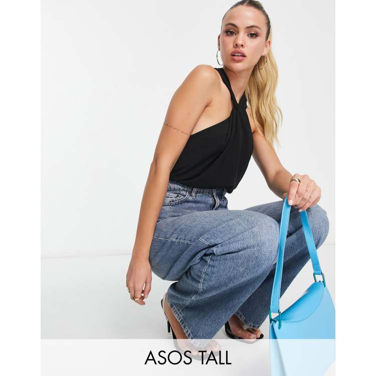 Body negro cruzado de manga larga de ASOS DESIGN Tall