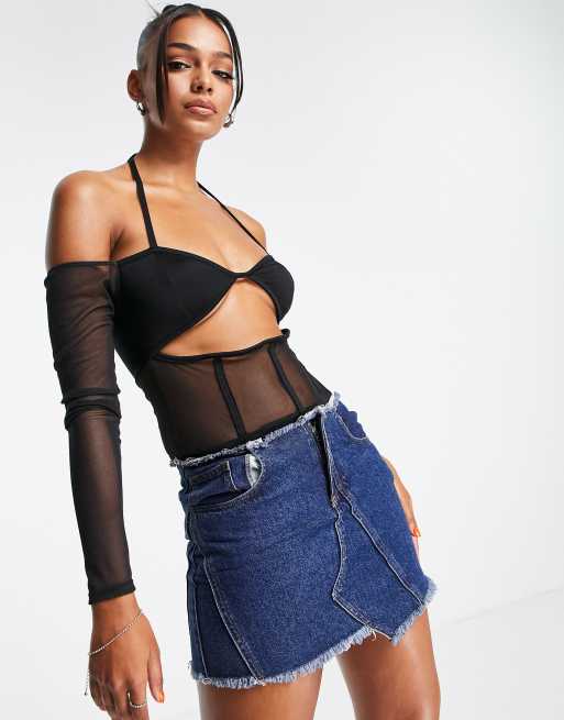 Body con detalle costuras de malla de | ASOS