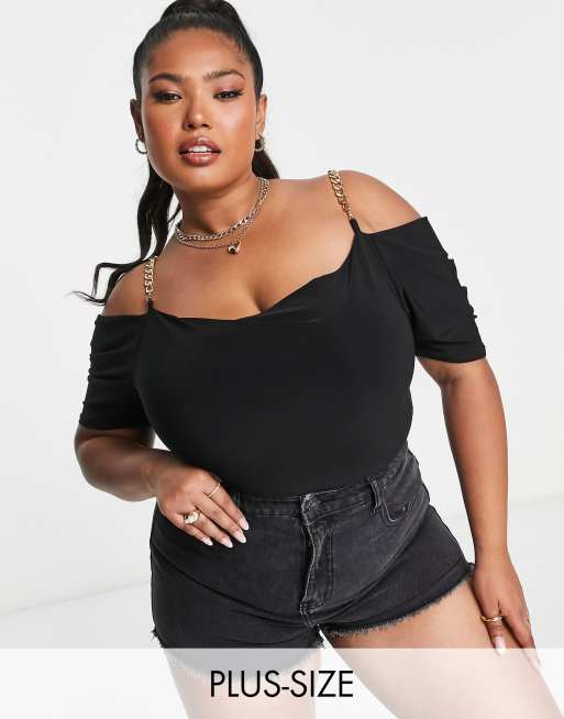 con escote Bardot y hombros descubiertos detalle de cadena de Yours | ASOS