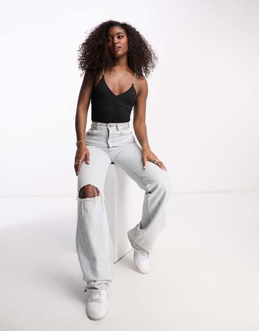 Body negro de canalé detalle tira de strass de Pimkie | ASOS