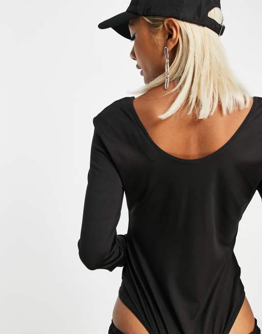 Body negro de manga larga con cuello ancho de poliéster Dance de Weekday - BLACK, 2 de 4