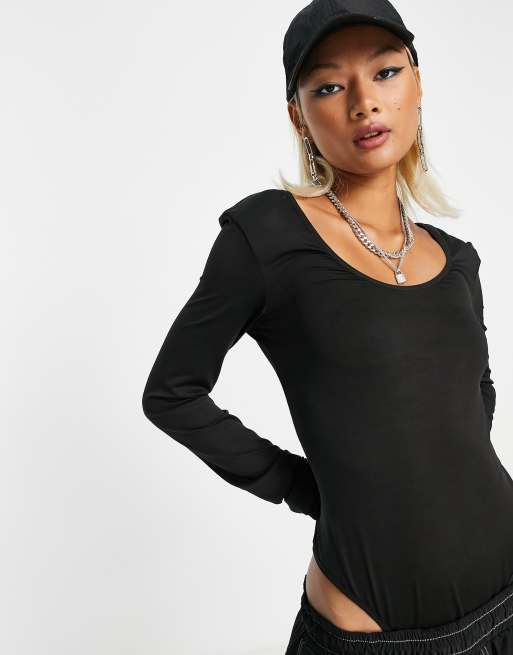 Body negro de manga larga con cuello ancho de poliéster Dance de Weekday - BLACK, 3 de 4
