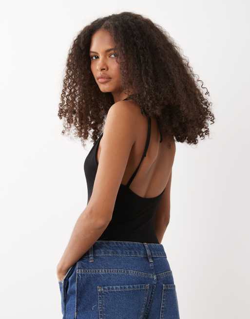 Body negro de tirantes anudados con espalda ancha de Miss Selfridge, 4 de 4