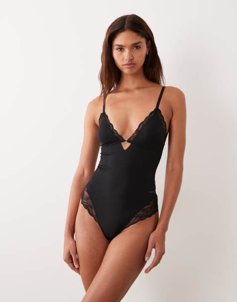 Body negro elástico moldeador con detalle de encaje Shapewear Sensual Stretch de Calvin Klein - view 1