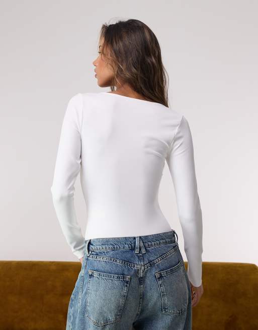 Body negro moldeador de manga larga con cuello ancho de Good American , 4 de 4