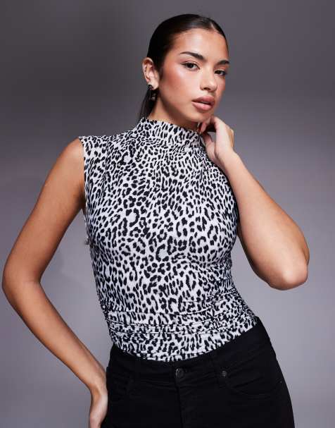 Body negro y gris con estampado de leopardo de tejido ligero de Good American - view 1