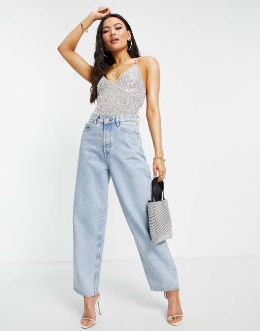 Body plateado de tirantes con lentejuelas de ASOS DESIGN ASOS