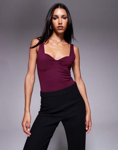 Body rojo baya con cuello ancho de poliamida de ASOS DESIGN - view 1