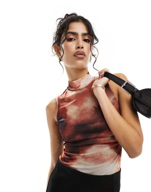 Body rosa estampado de malla de New Look