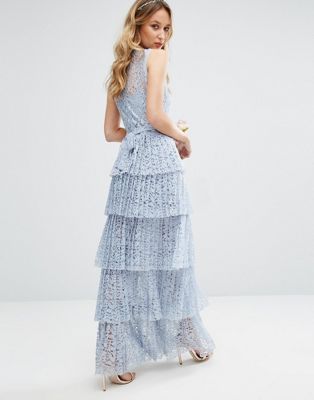 tiered lace maxi dress