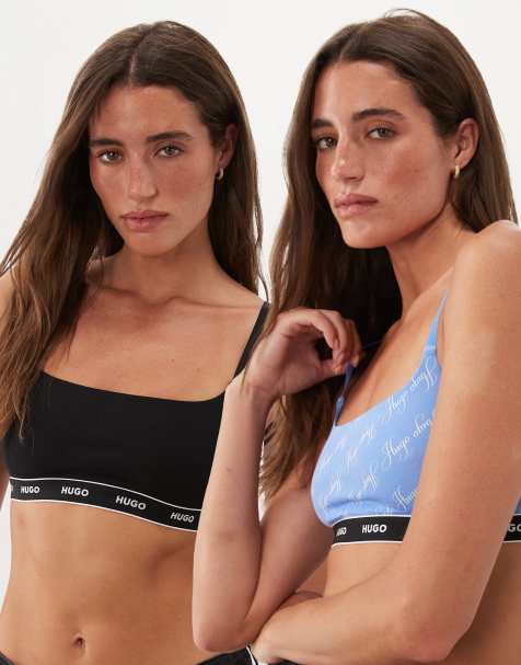 Bodywear 2 pack bralettes with all over logo - view 1