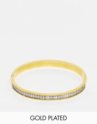 Bohomoon Bohomoon Alexa gold plated stainless steel hinge bracelet with baguette crystals