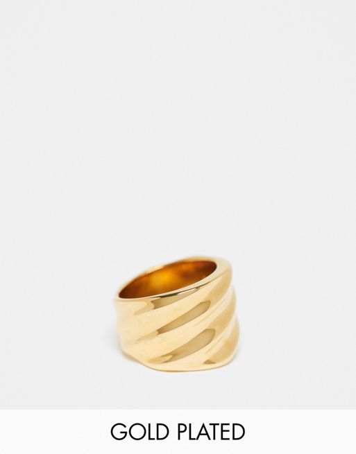 Bohomoon ethereal gold plated stainless steel chunky twist ring 