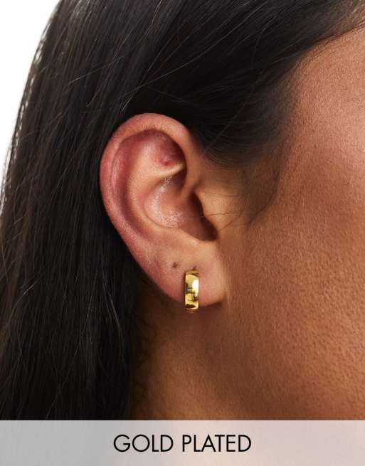 Bohomoon gold plated stainless steel 14mm huggie hoop earrings