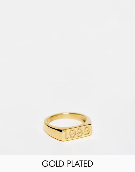 Bohomoon gold plated stainless steel 1999 year ring ASOS