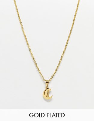 Bohomoon Bohomoon gold plated stainless steel necklace with gothic C initial pendant