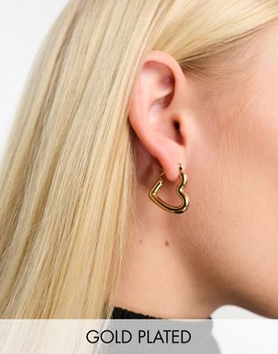 Bohomoon Harmony gold plated heart shape chunky hoop earrings - ASOS Price Checker